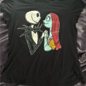 Black Graphic Tee with Cartoon Characters